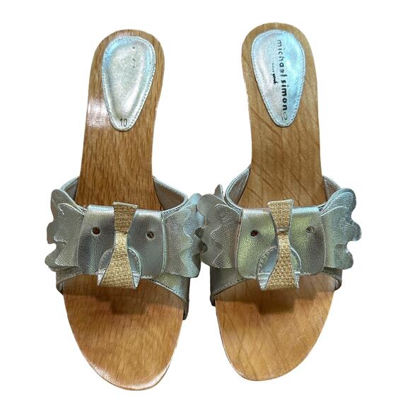 Vintage Michael Simon Elephant Leather Wedges Women's Size 10 - Picture 1 of 7